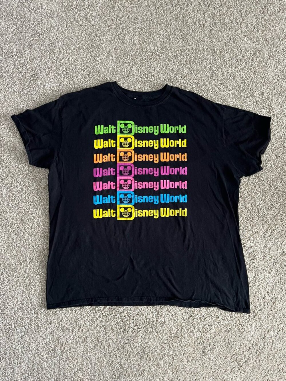 Disney Parks Walt Disney World Black T-Shirt Colorful Logo Pride Size 2XL